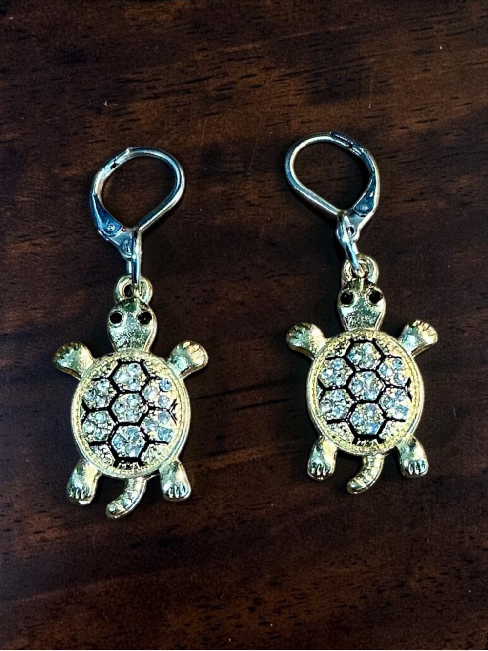 🆕 Crystal Turtle Earrings- Gold in Color